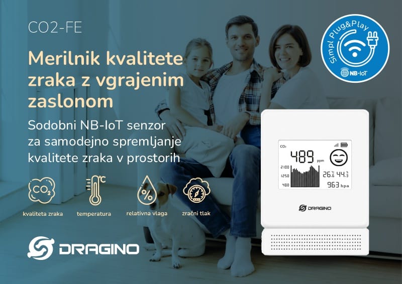 Dragino CO2-FE - NB-IoT CO2 merilec kvalitete zraka
